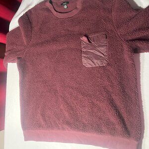 ALFANI MEN'S LONG SLEEVE FUZZY SHIRT-BURGUNDY-XXL